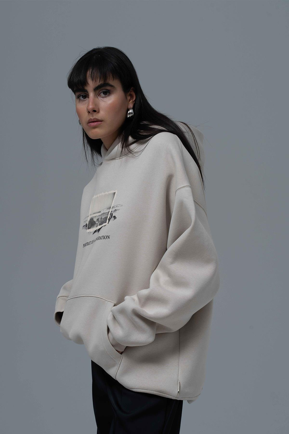 Portrait Of A Generation Oversized Sweatshirt Stone