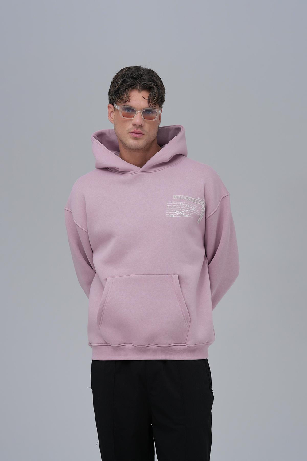 Sacred Geometry Oversize Sweatshirt Erkek Pembe