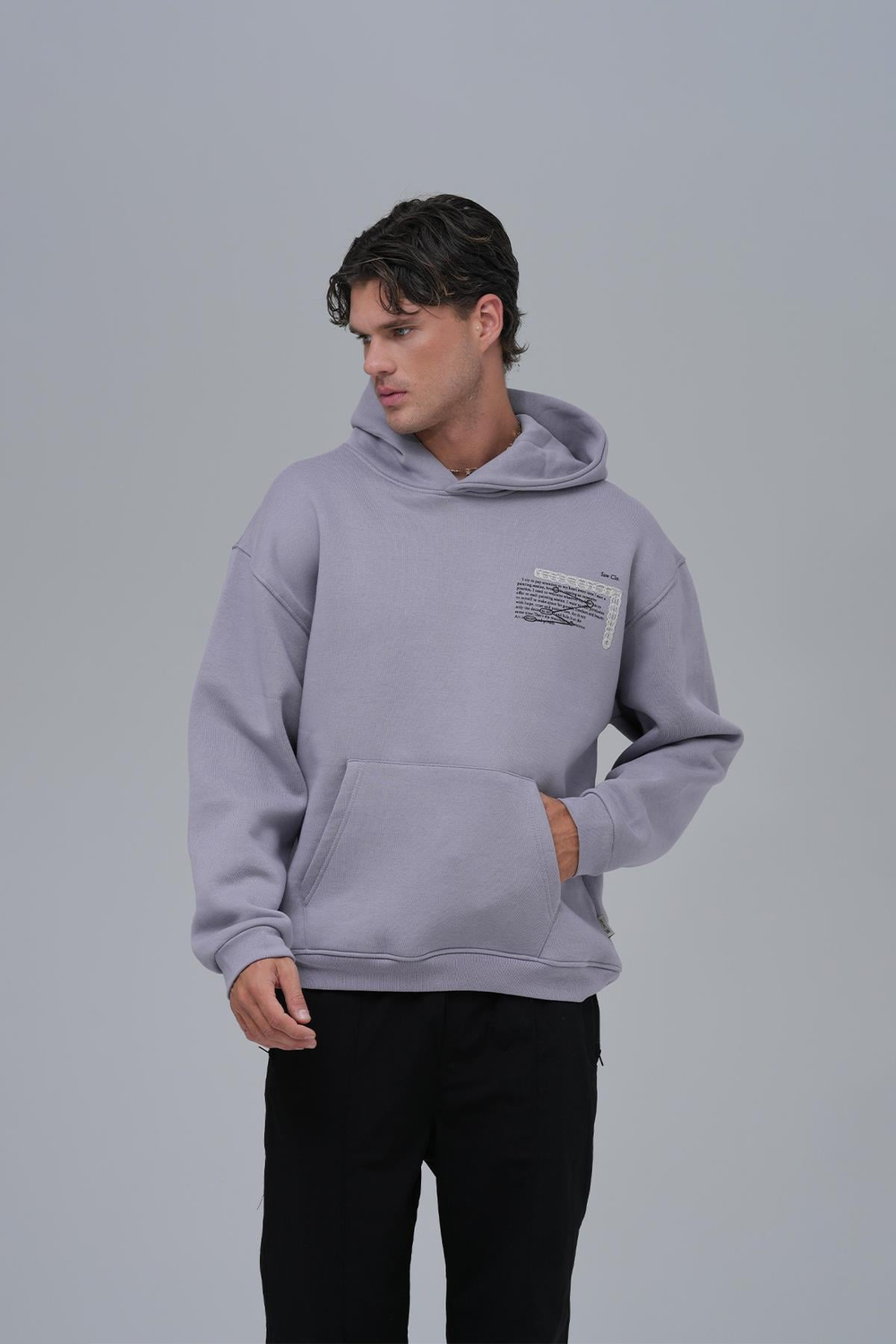 Sacred Geometry Oversize Sweatshirt Erkek Gri