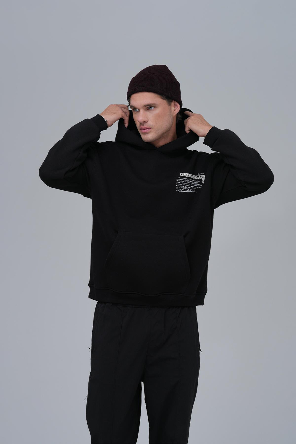 Sacred Geometry Oversize Sweatshirt Erkek Siyah