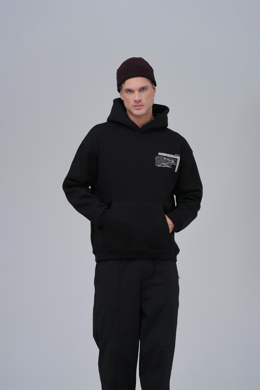 Sacred Geometry Oversize Sweatshirt Erkek Siyah