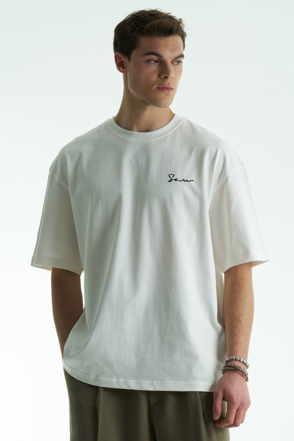 SAW Atelier Oversize Erkek Tişört Ekru