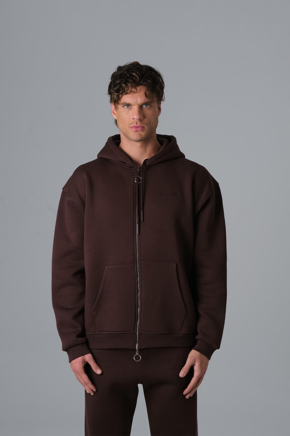SAW Club Fermuarlı Sweatshirt Erkek Kahverengi