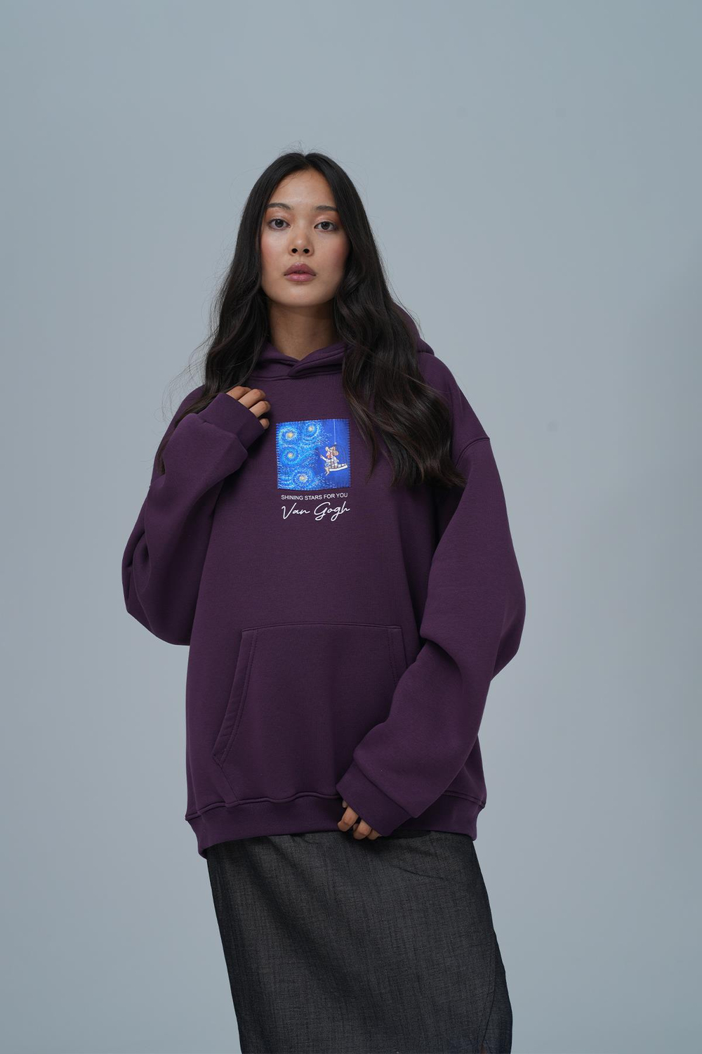 Shining Stars Oversize Sweatshirt Kadın Mor