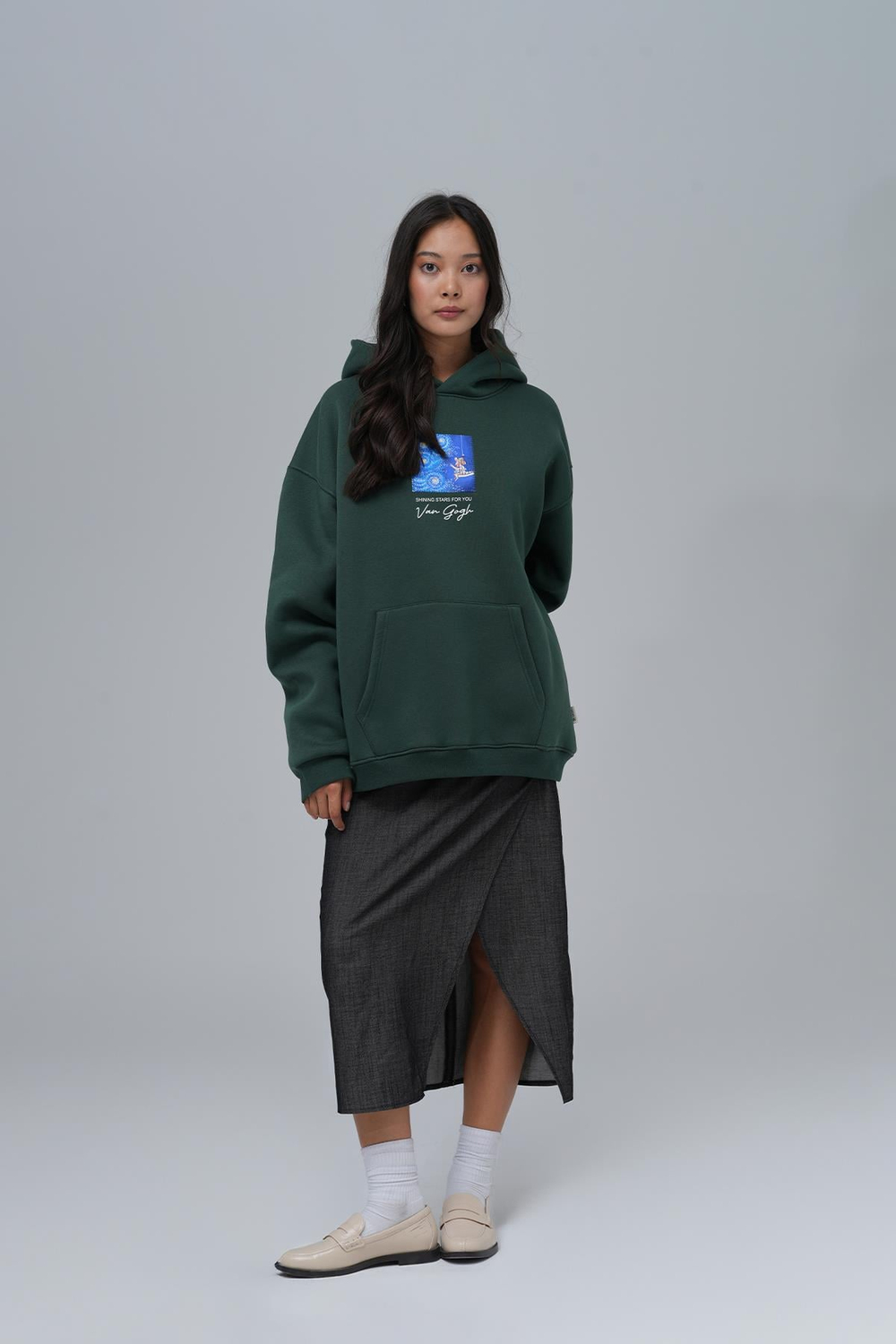 Shining Stars Oversize Sweatshirt Kadın Yeşil