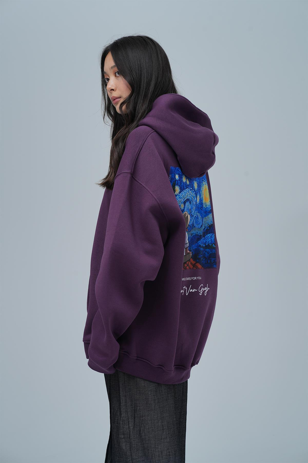Shining Stars Oversize Sweatshirt Kadın Mor