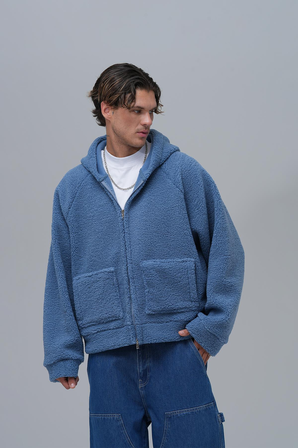 Everyday Icon Oversize Welsoft Sweatshirt Erkek Mavi