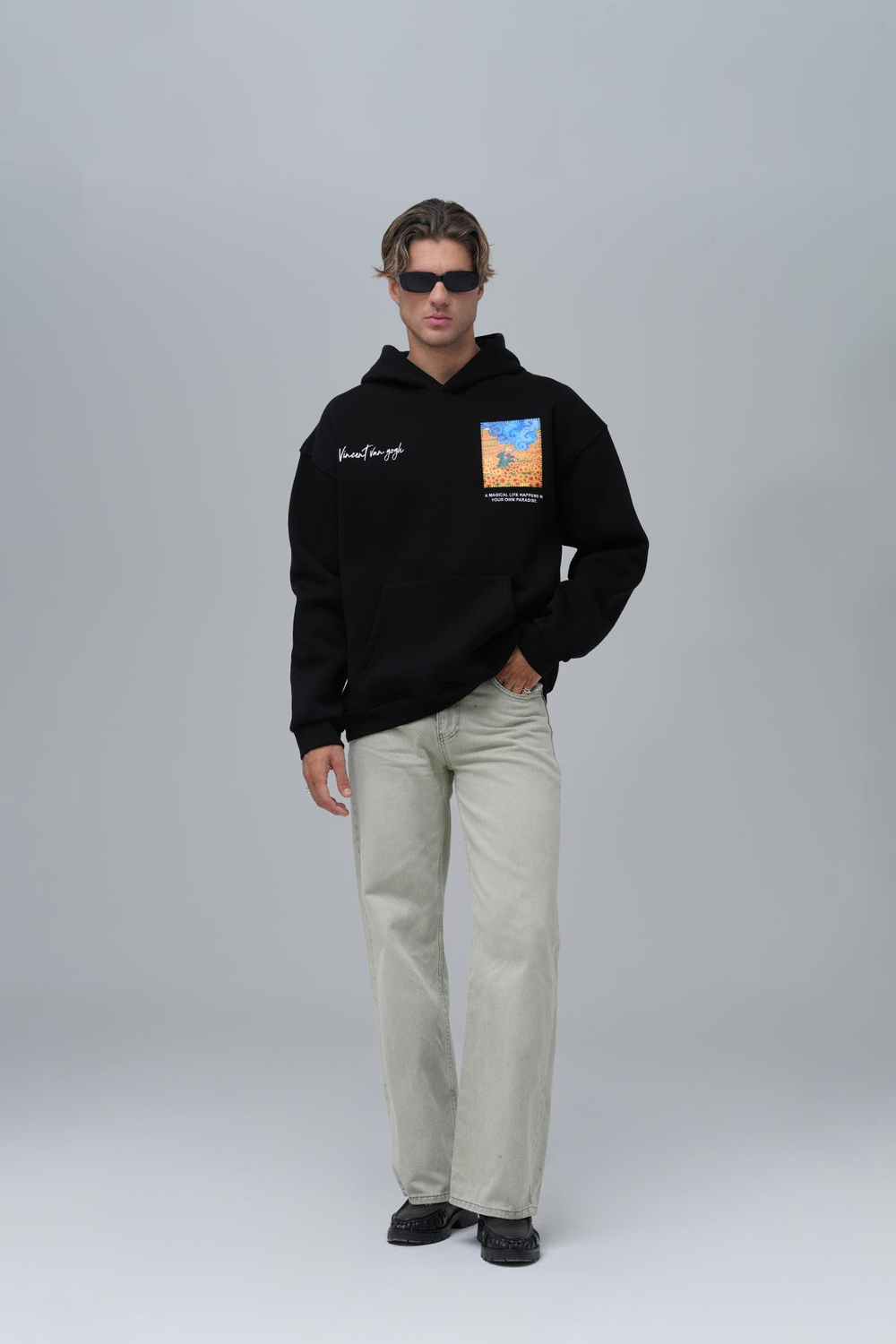 Starry Flow Oversize Sweatshirt Erkek Siyah