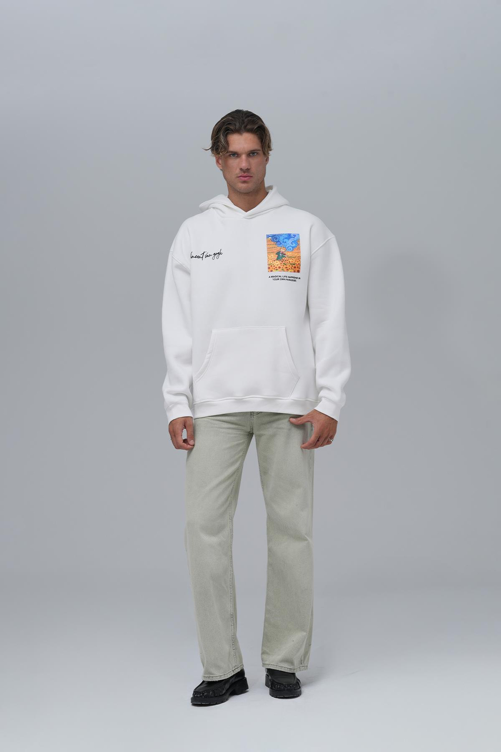 Starry Flow Oversize Sweatshirt Erkek Ekru