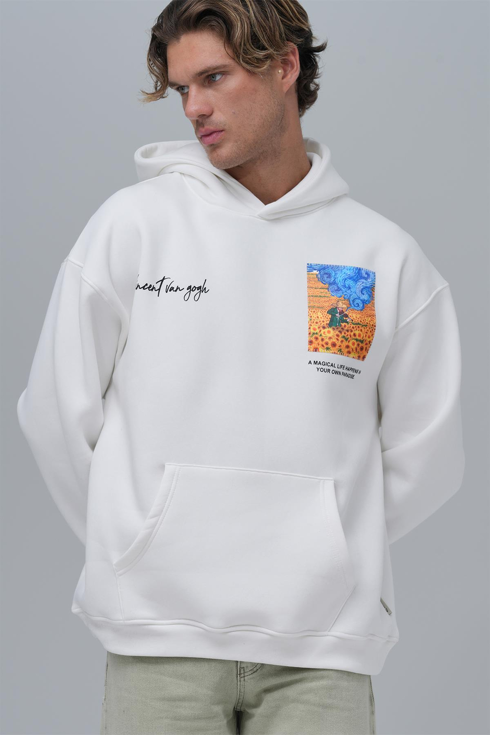 Starry Flow Oversize Sweatshirt Erkek Ekru