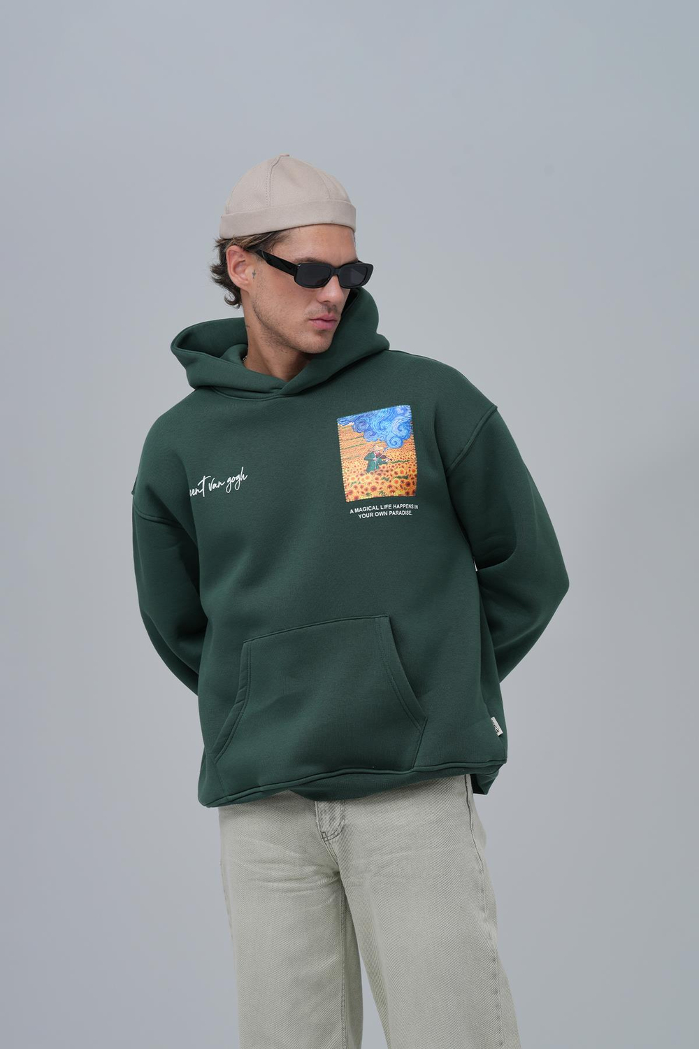 Starry Flow Oversize Sweatshirt Erkek Yeşil