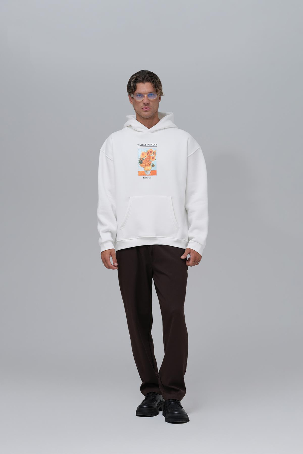 Sunflowers Vincent van Gogh Edition Oversize Sweatshirt Erkek Ekru