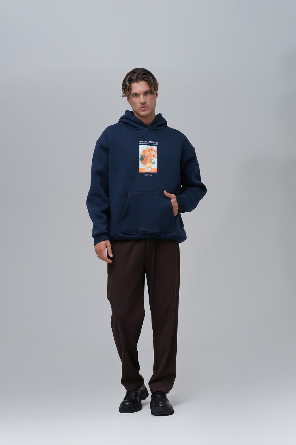Sunflowers Vincent van Gogh Edition Oversize Sweatshirt Erkek İndigo