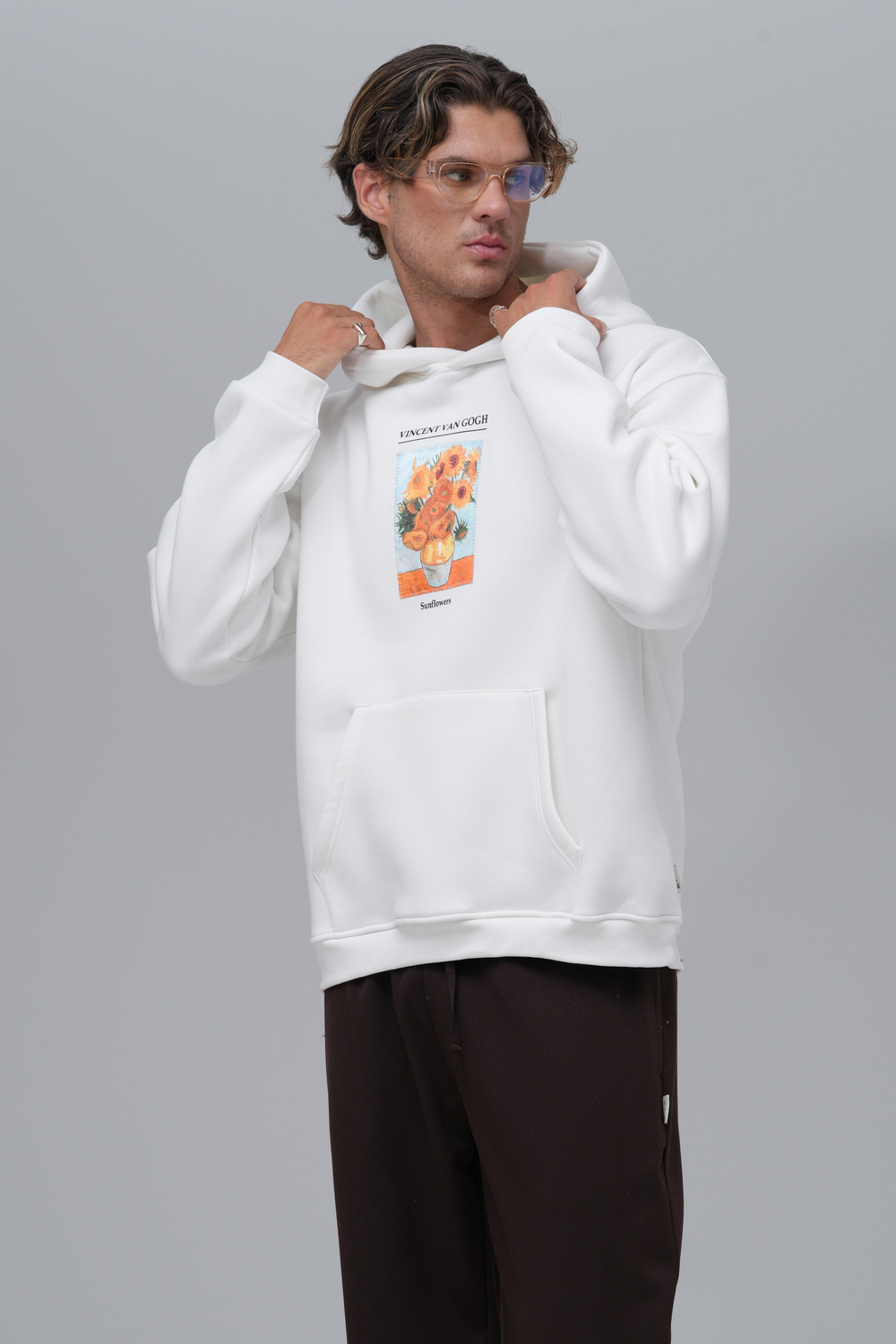 Sunflowers Vincent van Gogh Edition Oversize Sweatshirt Erkek Ekru