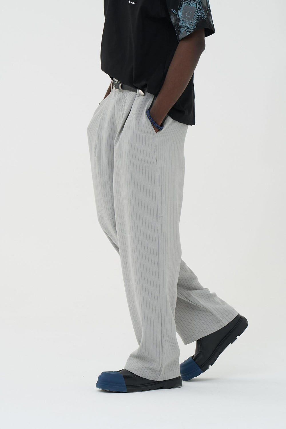 Tailor Stripe Relaxed Fit Erkek Pantolon Gri