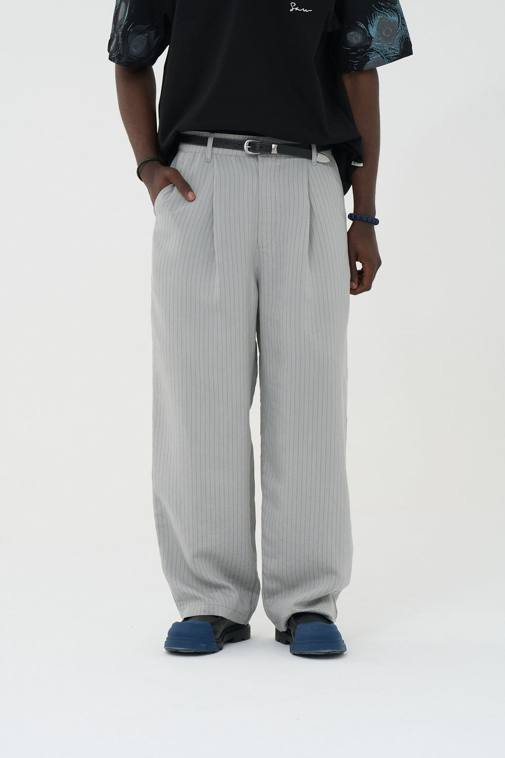 Tailor Stripe Relaxed Fit Erkek Pantolon Gri