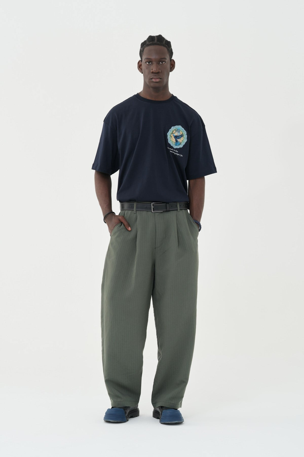 Tailor Stripe Relaxed Fit Erkek Pantolon Haki