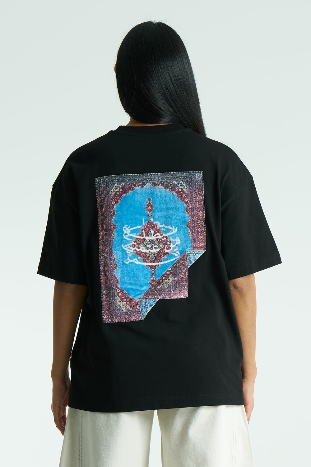 Tapestry Frame Oversize Tişört Kadın Siyah