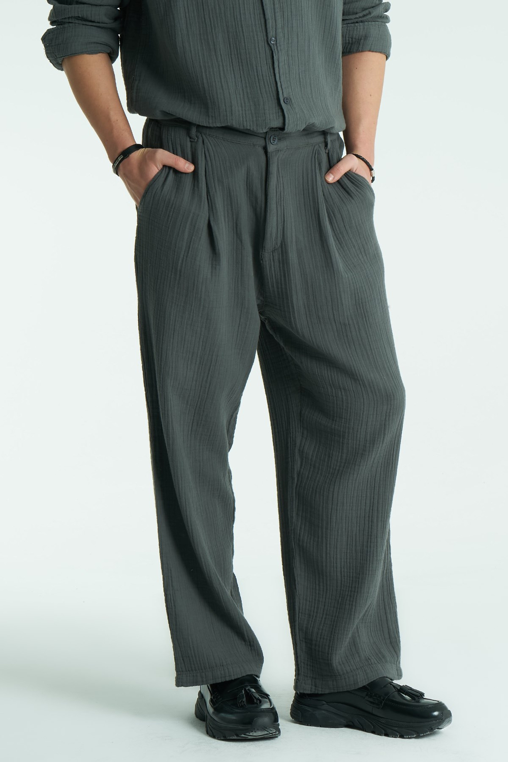 Texton Relaxed Fit Erkek Pantolon Gri