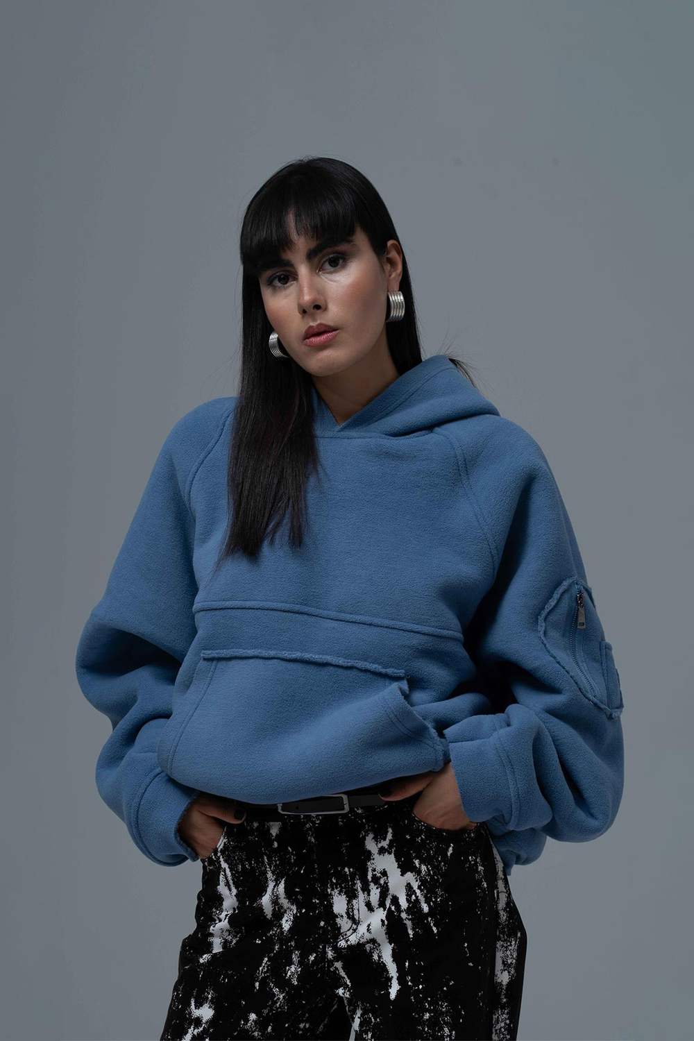 Urban Shield Oversize Welsoft Sweatshirt Kadın Mavi
