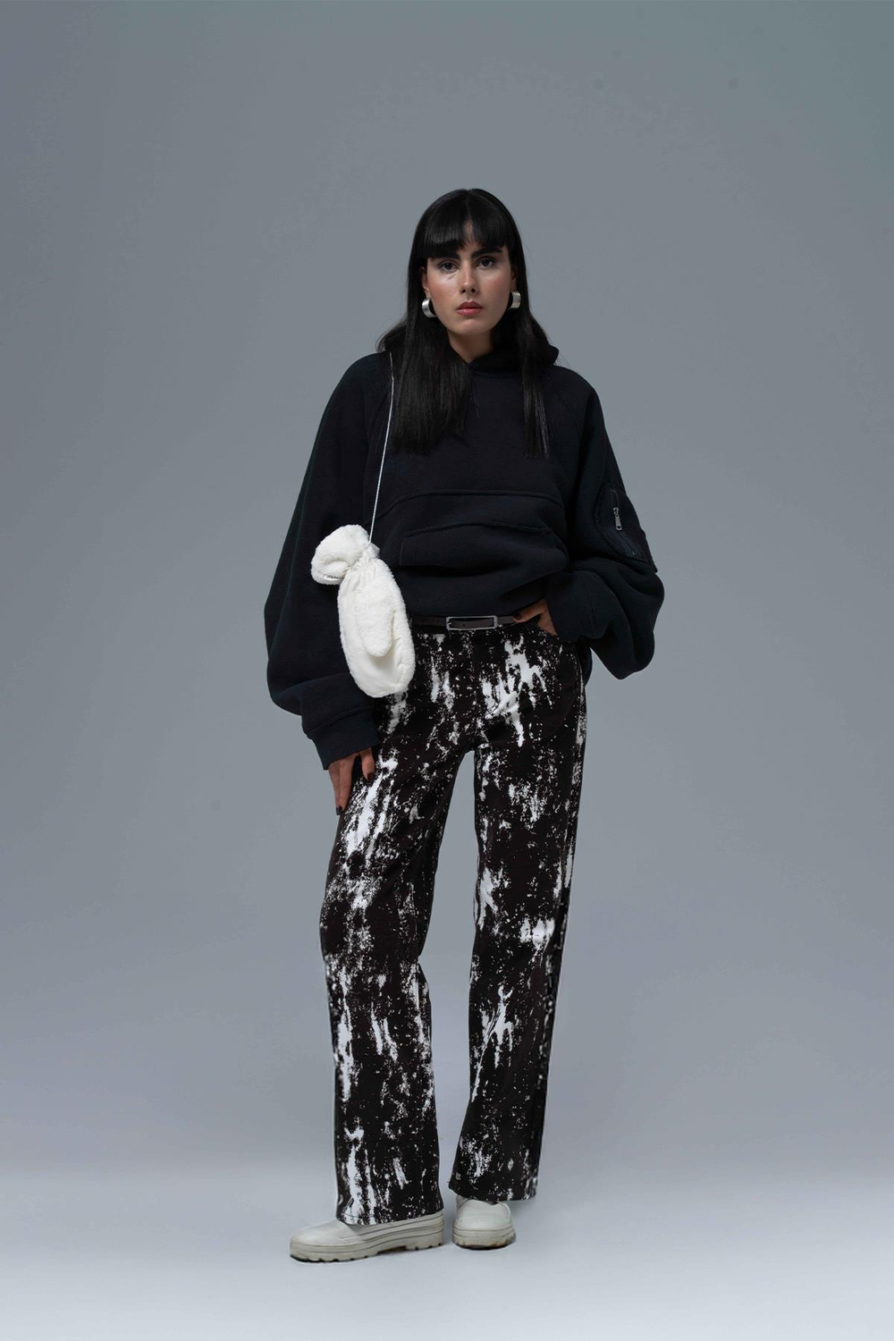 Urban Shield Oversize Welsoft Sweatshirt Kadın Siyah