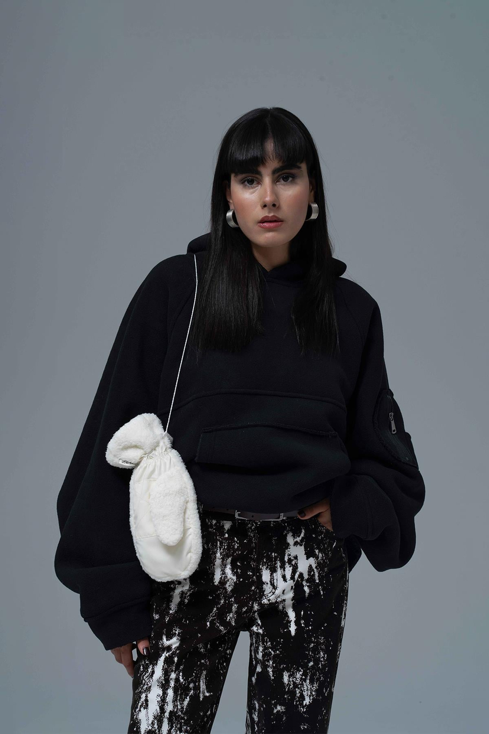 Urban Shield Oversize Welsoft Sweatshirt Kadın Siyah