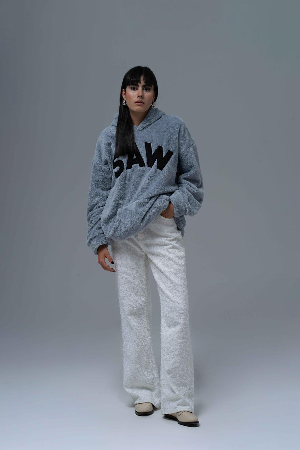 Time Of Choose Oversize Welsoft Sweatshirt Kadın Gri