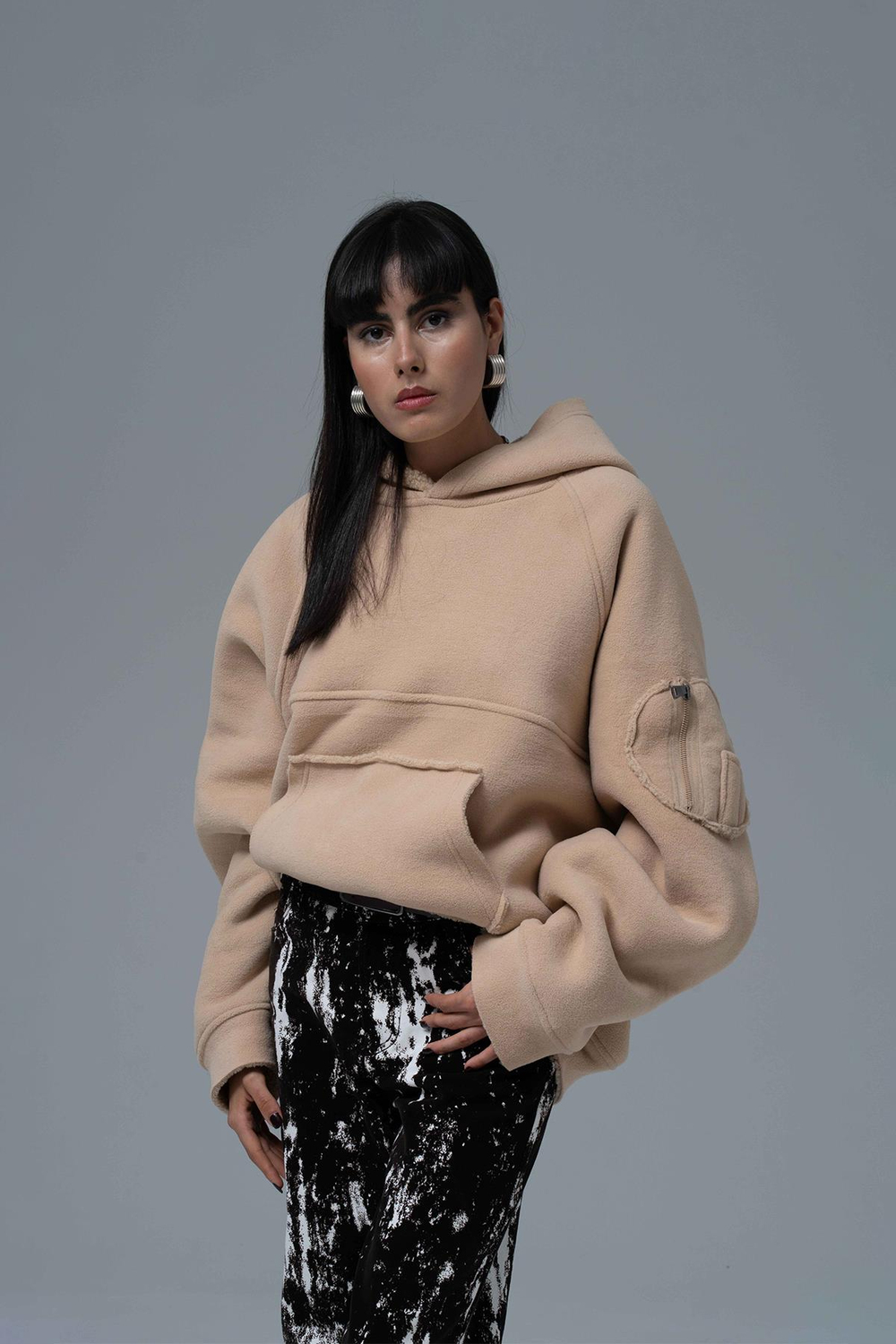 Urban Shield Oversize Welsoft Sweatshirt Kadın Bej