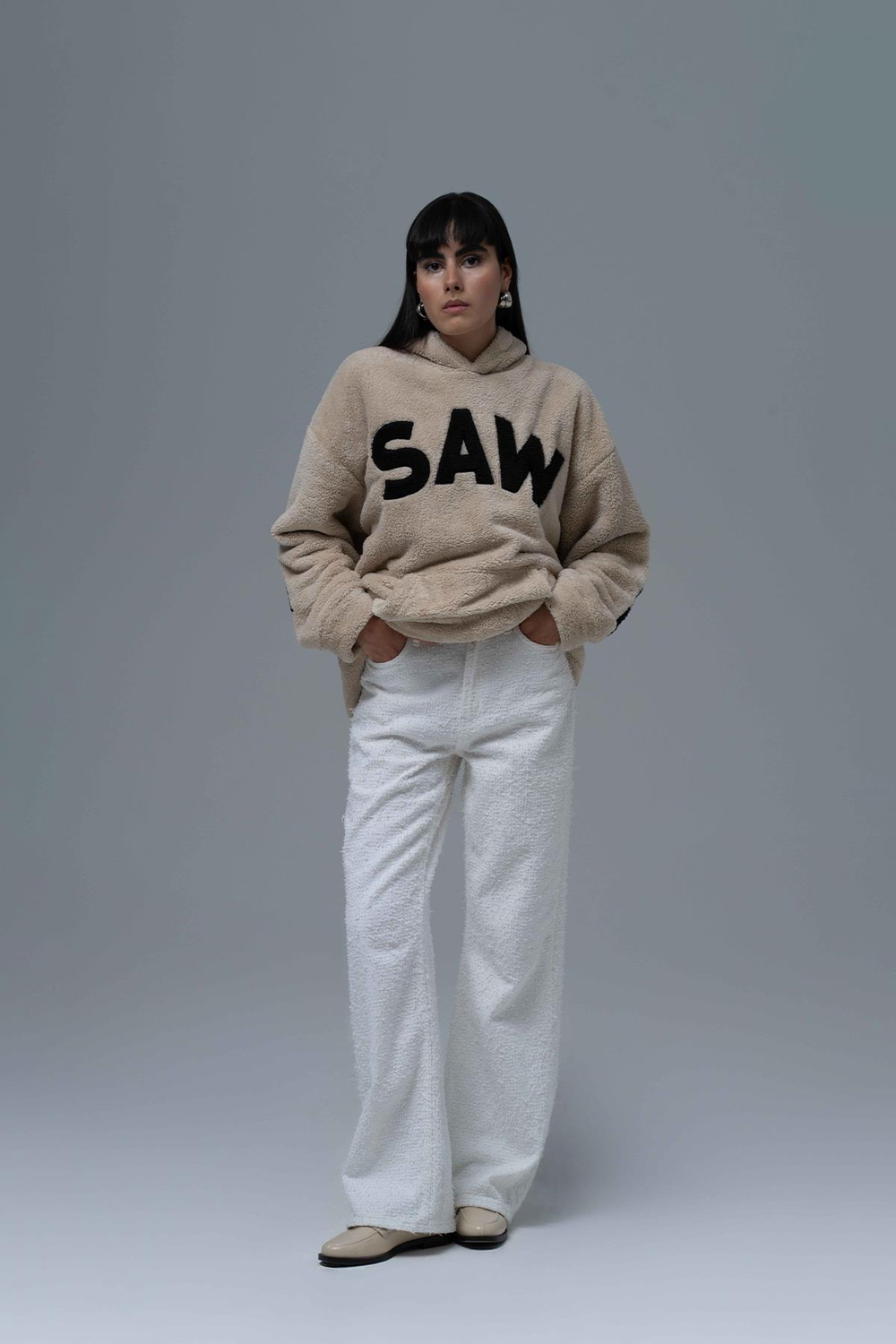 Time Of Choose Oversize Welsoft Sweatshirt Kadın Açık Bej