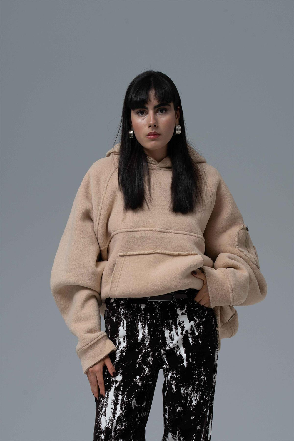 Urban Shield Oversize Welsoft Sweatshirt Kadın Bej