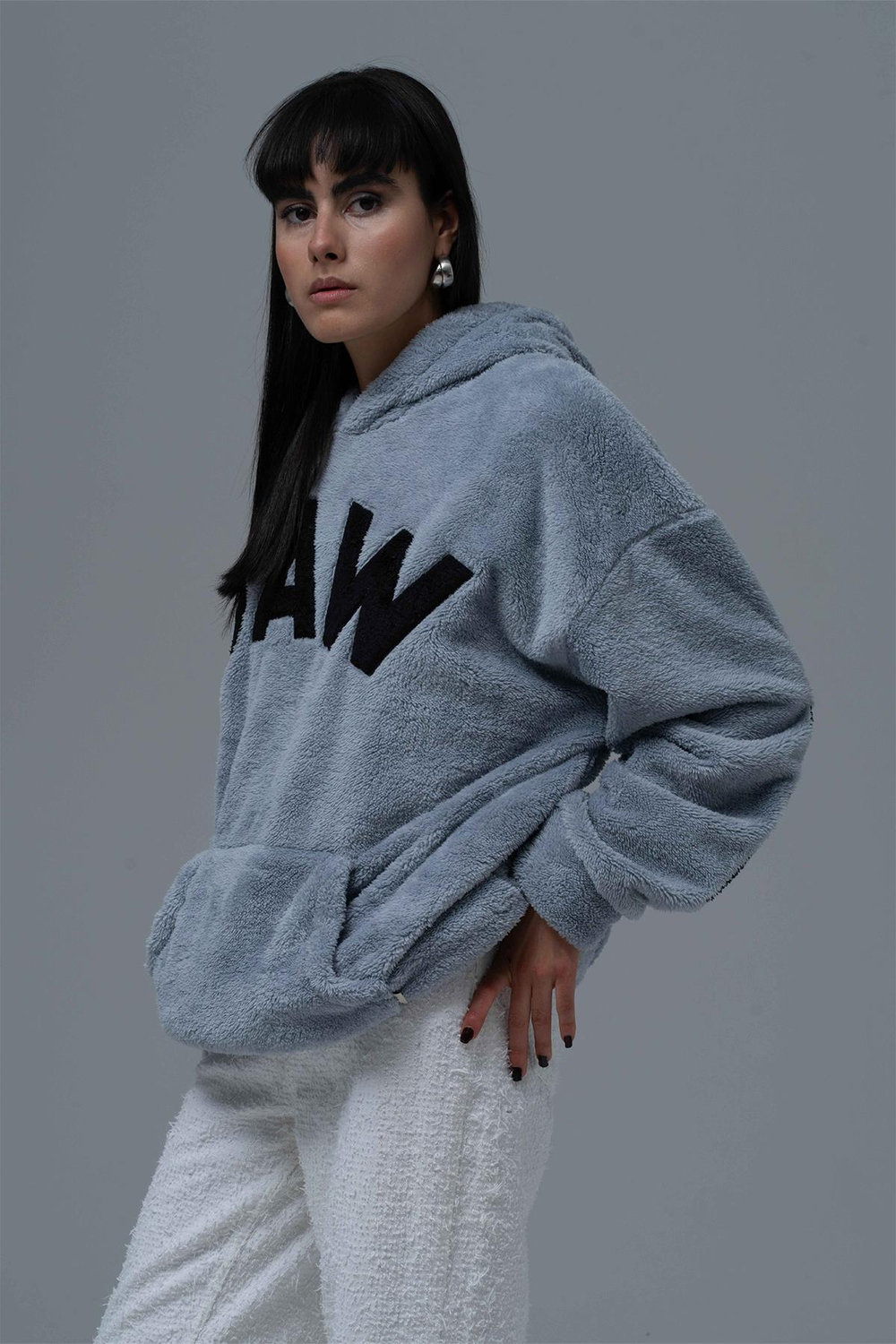 Time Of Choose Oversize Welsoft Sweatshirt Kadın Gri