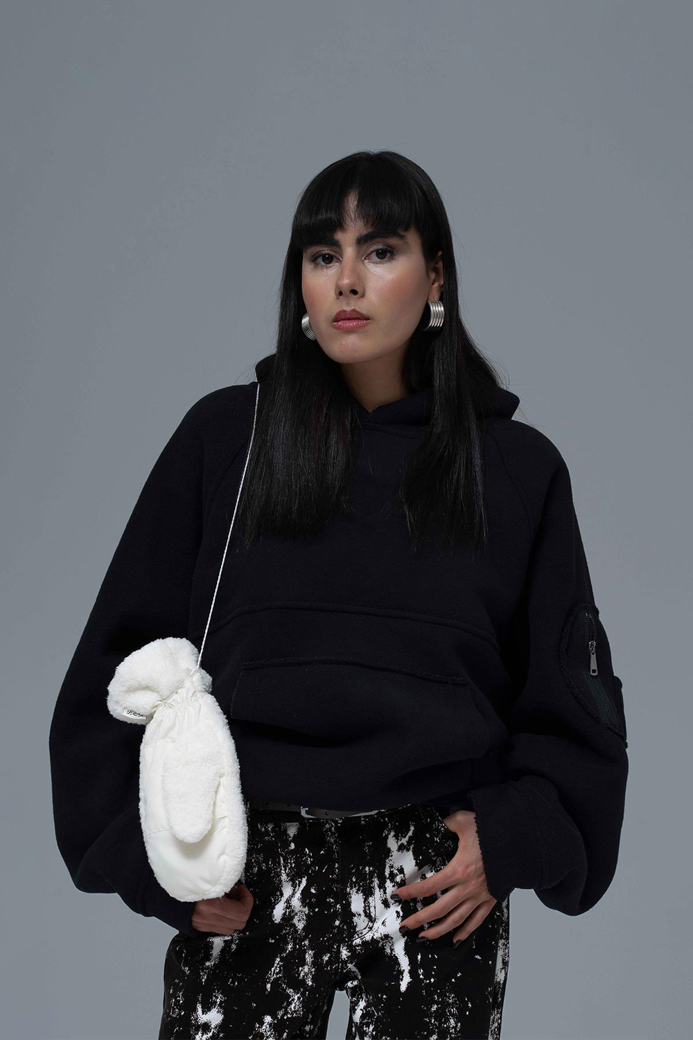 Urban Shield Oversize Welsoft Sweatshirt Kadın Siyah