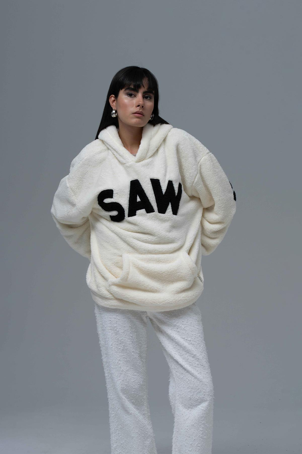 Time Of Choose Oversize Welsoft Sweatshirt Kadın Ekru