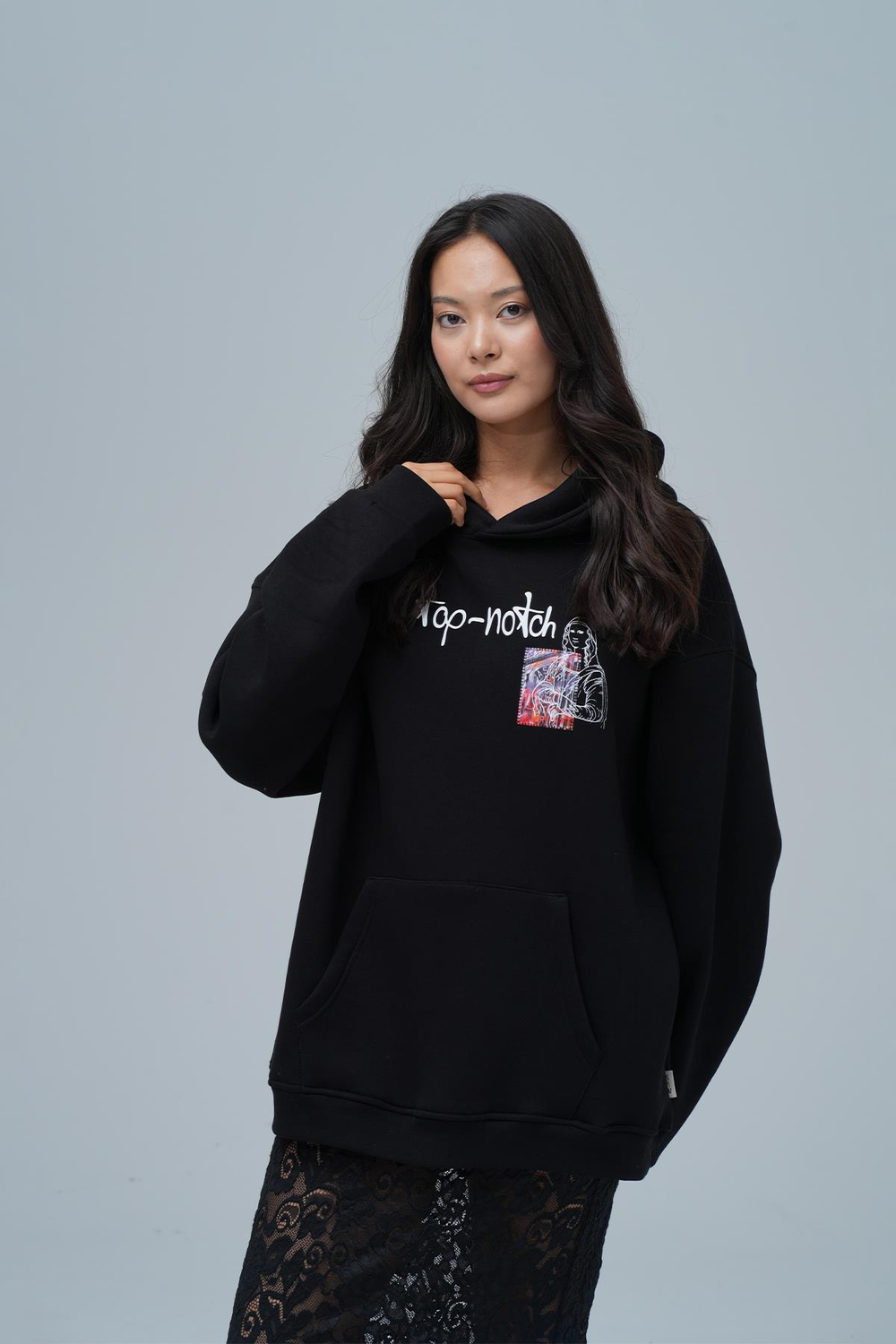 Top-Notch Oversize Sweatshirt Kadın Siyah