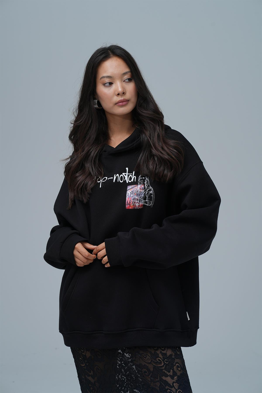 Top-Notch Oversize Sweatshirt Kadın Siyah