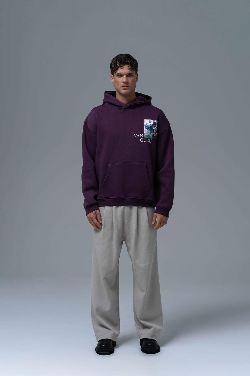 Van Gogh Irises Oversized Sweatshirt Purple