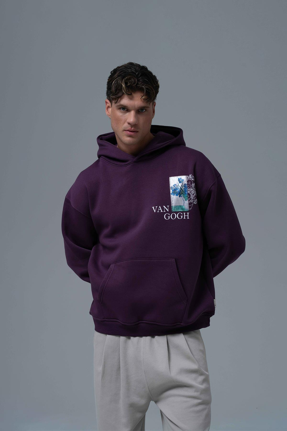 Van Gogh Irises Oversized Sweatshirt Purple
