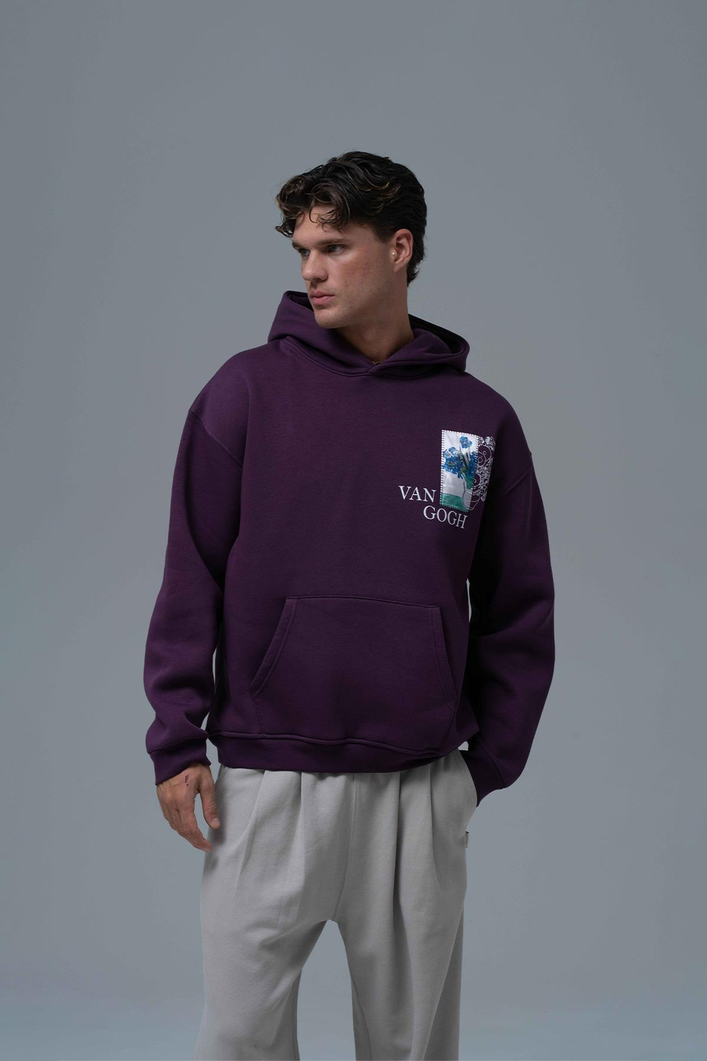 Van Gogh Irises Oversized Sweatshirt Purple