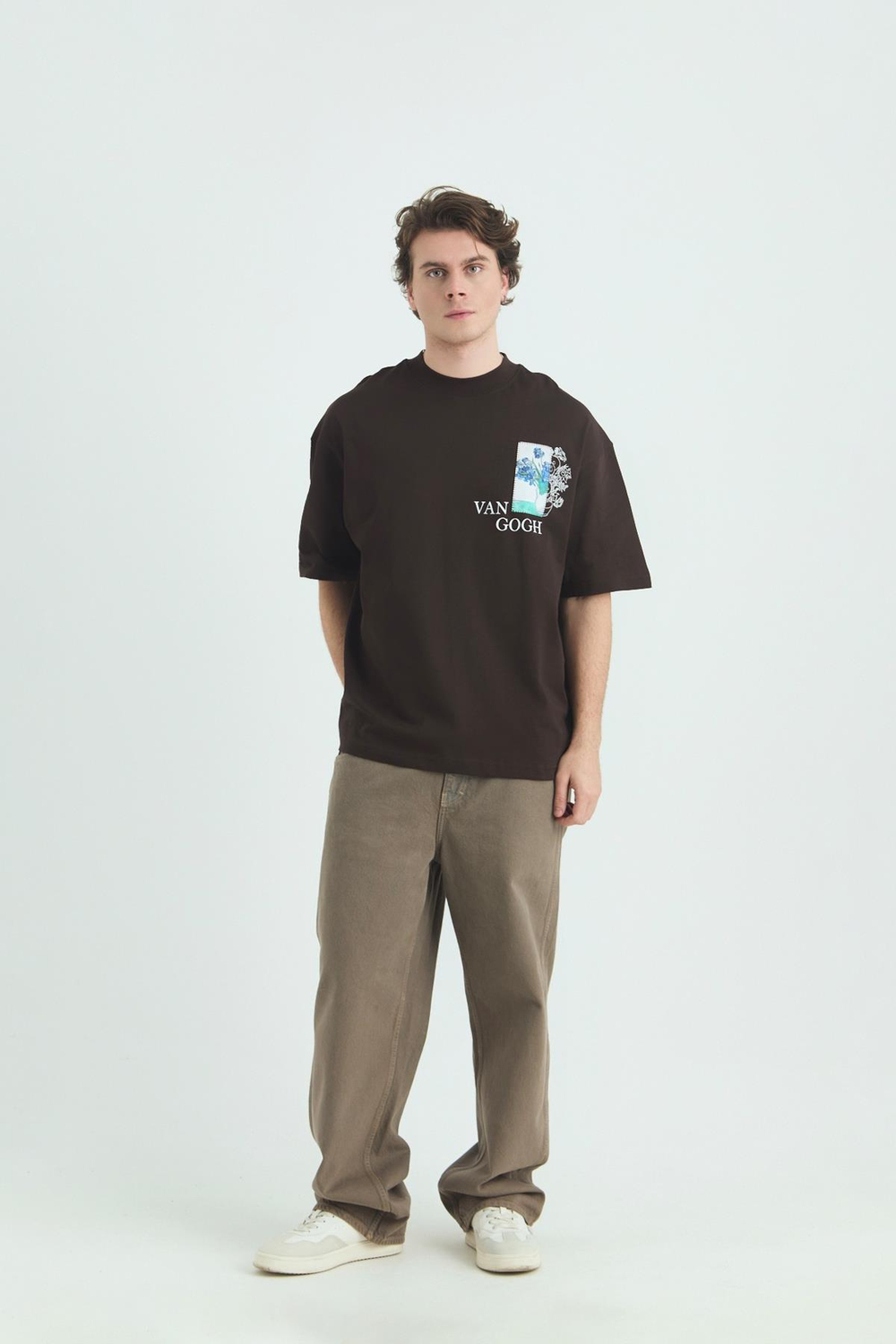 Van Gogh Irises Oversized T-Shirt Brown