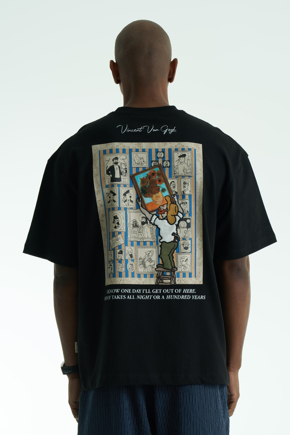 Vincent Muse Oversize Erkek Tişört Siyah