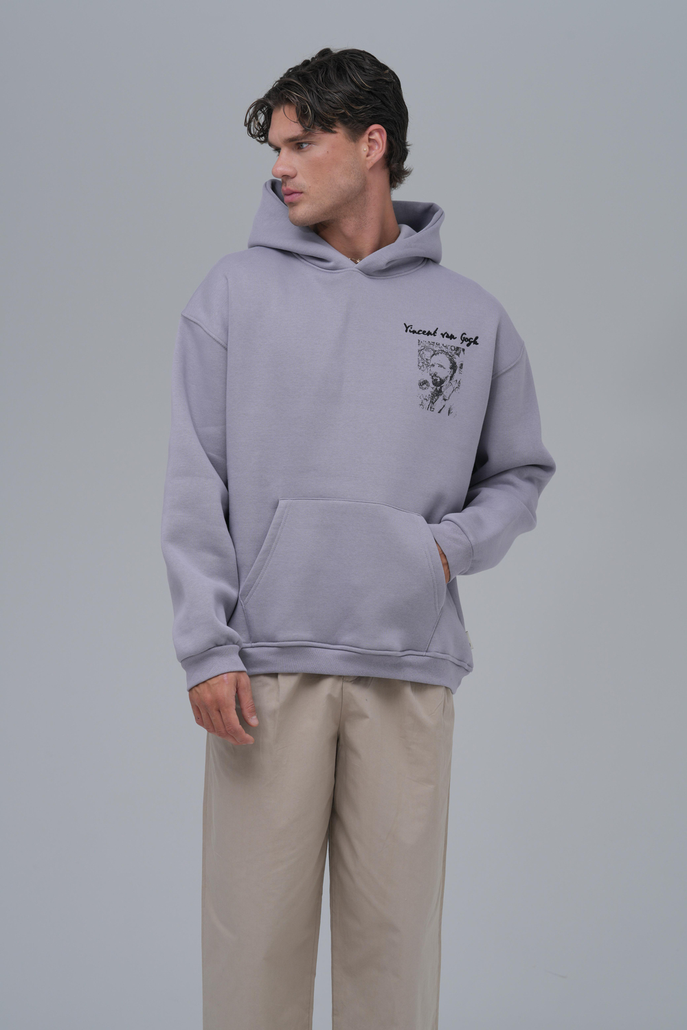 Van Gogh Threads Oversize Sweatshirt Erkek Gri