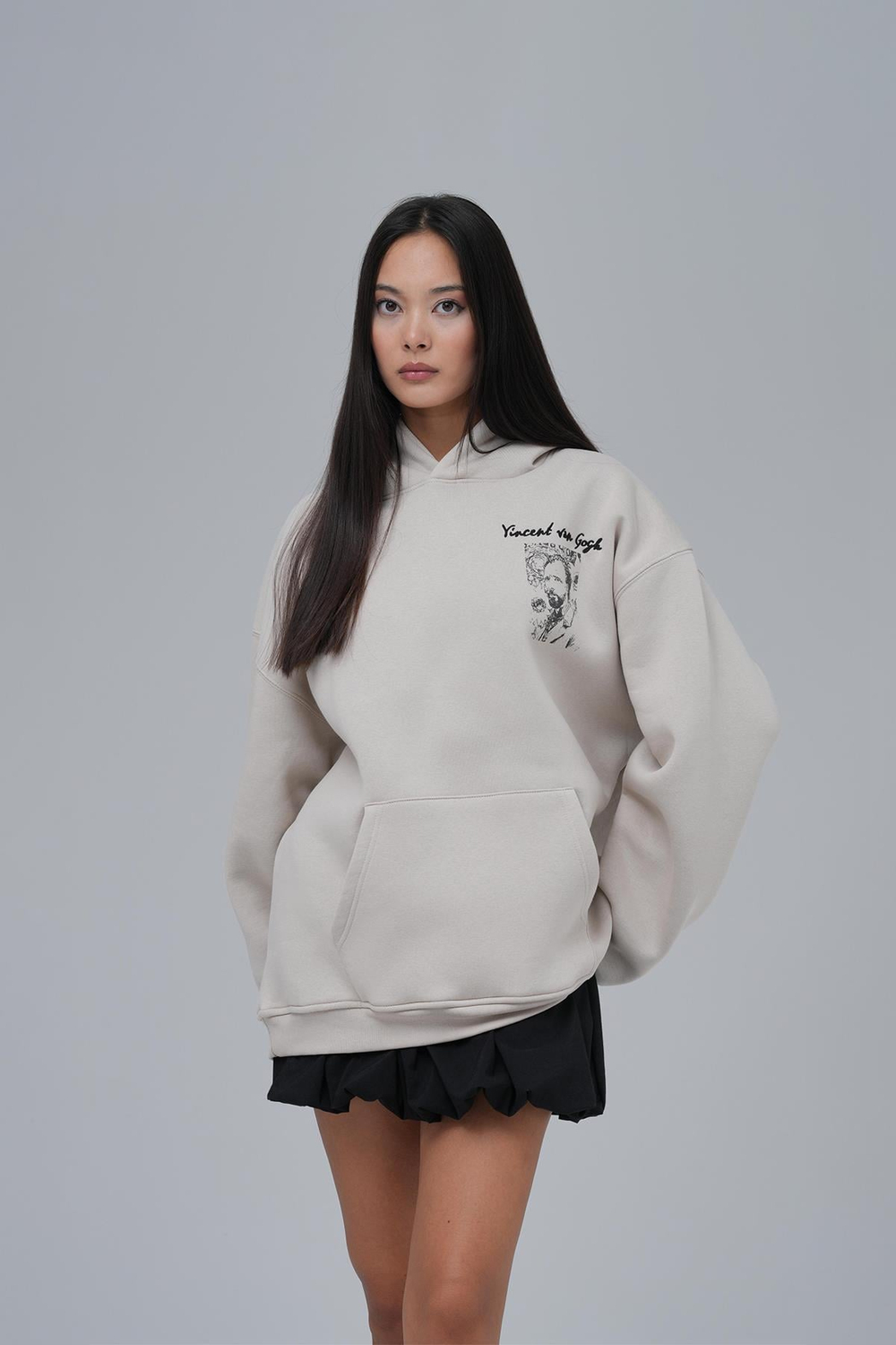 Van Gogh Threads Oversize Sweatshirt Kadın Stone