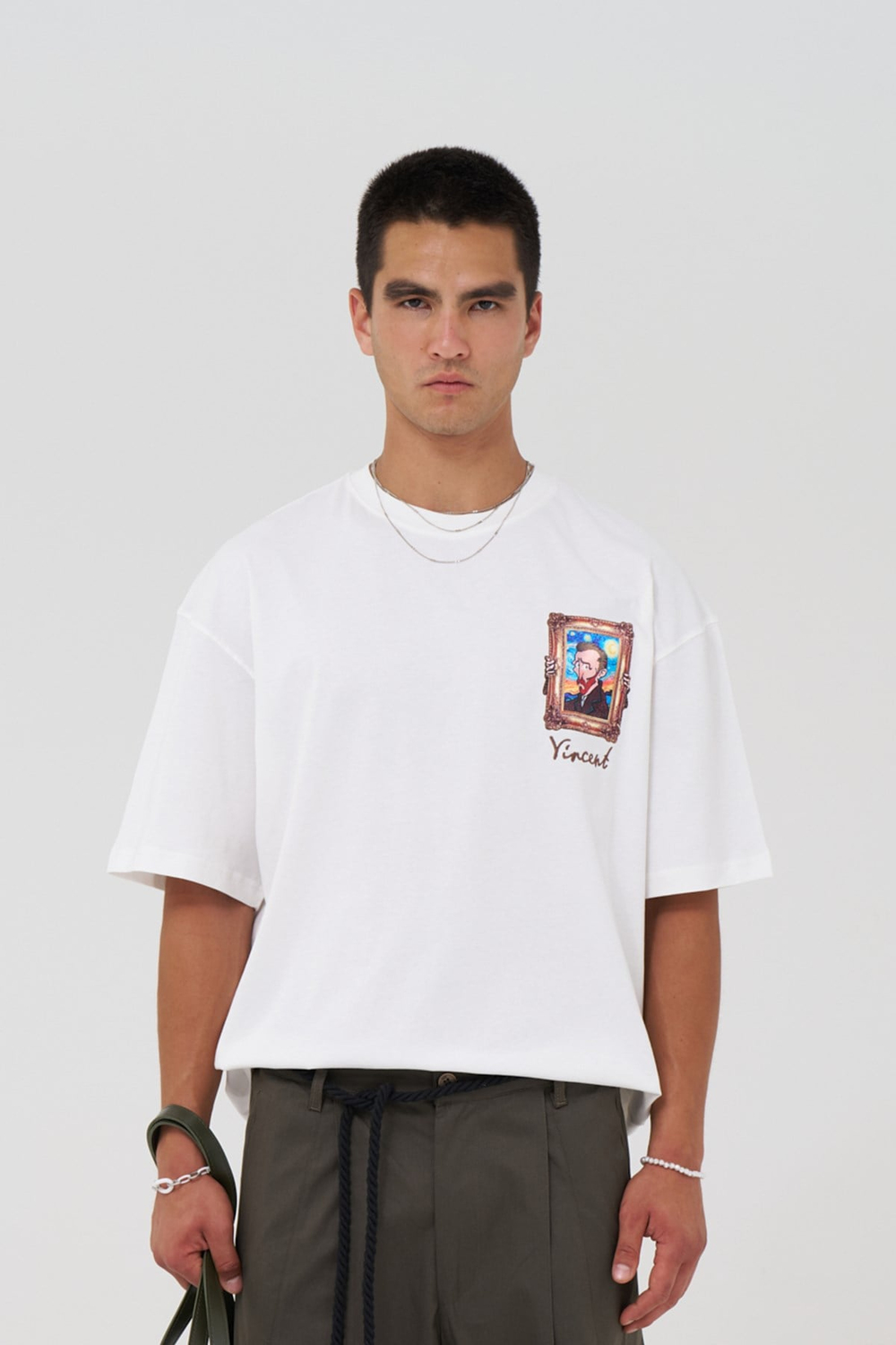 Vincent Canvas Tale Oversize Erkek Tişört Ekru