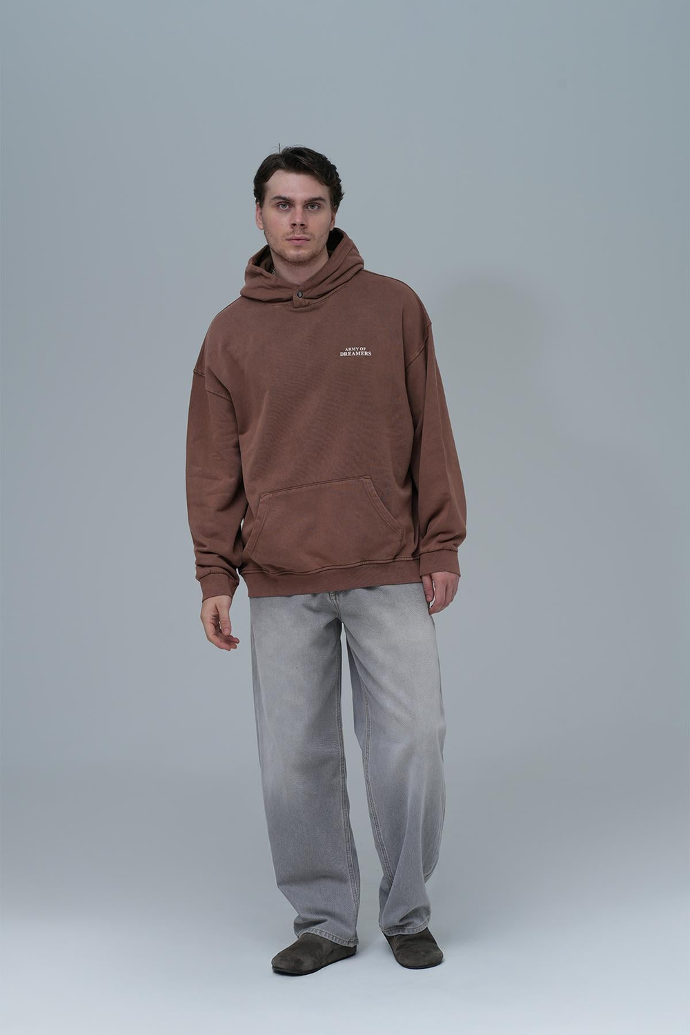 Washed Peace Oversized Sweatshirt Brown