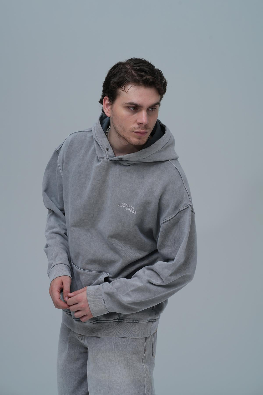 Washed Peace Oversized Sweatshirt Charcoal