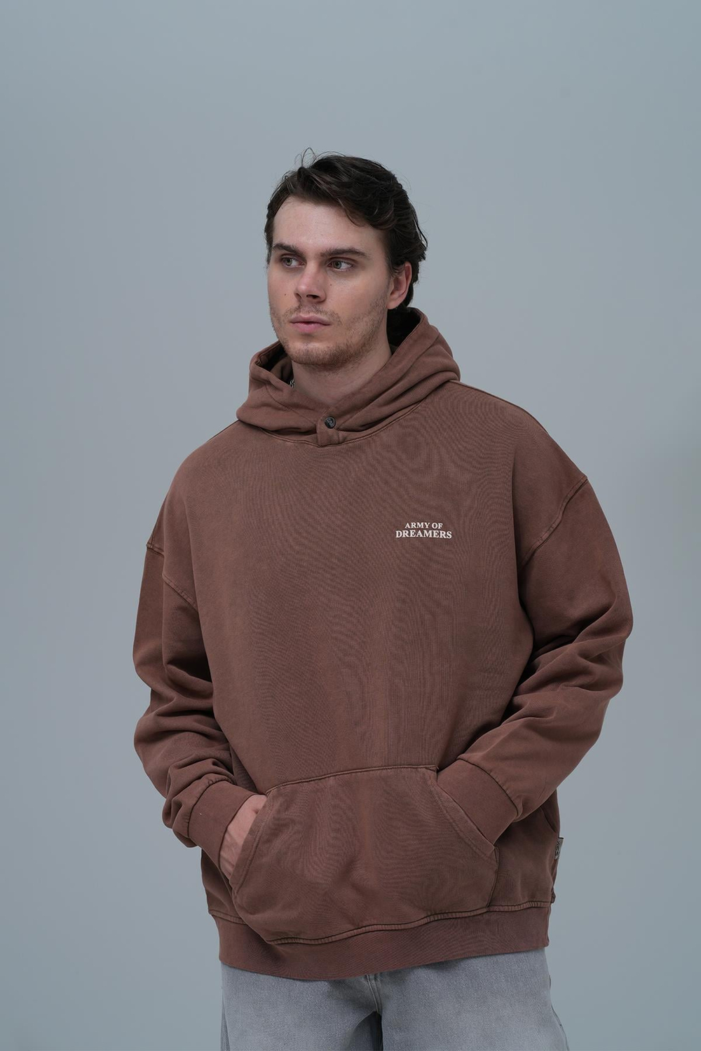 Washed Peace Oversized Sweatshirt Brown