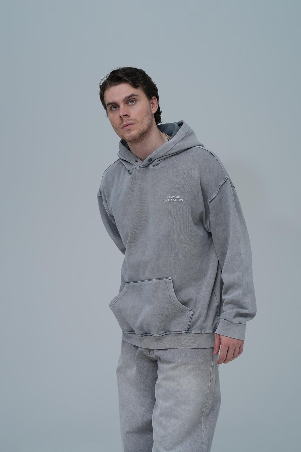 Washed Peace Oversized Sweatshirt Charcoal