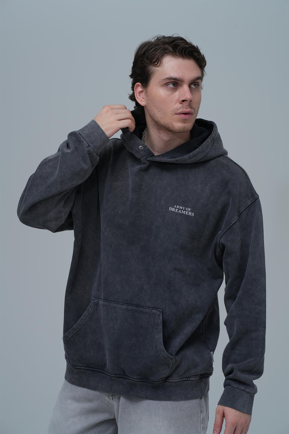 Washed Peace Oversized Sweatshirt Black
