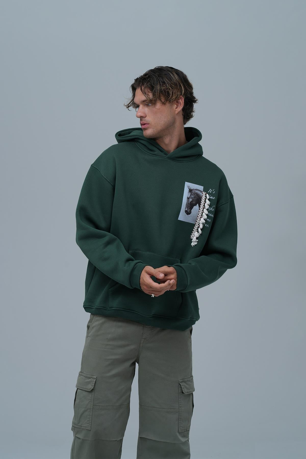 Wild Spirit Oversize Sweatshirt Erkek Yeşil