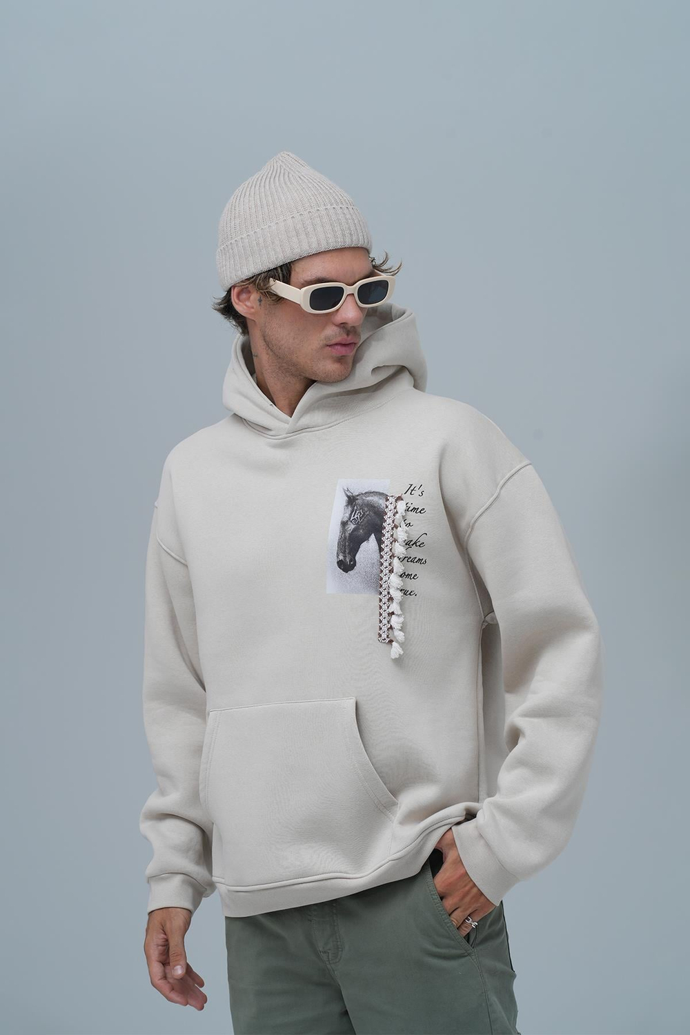 Wild Spirit Oversize Sweatshirt Erkek Stone